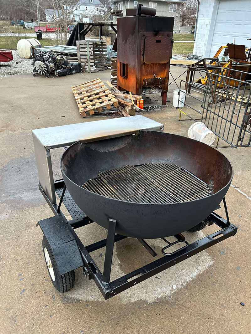 A picture of a custom fabricated grill.